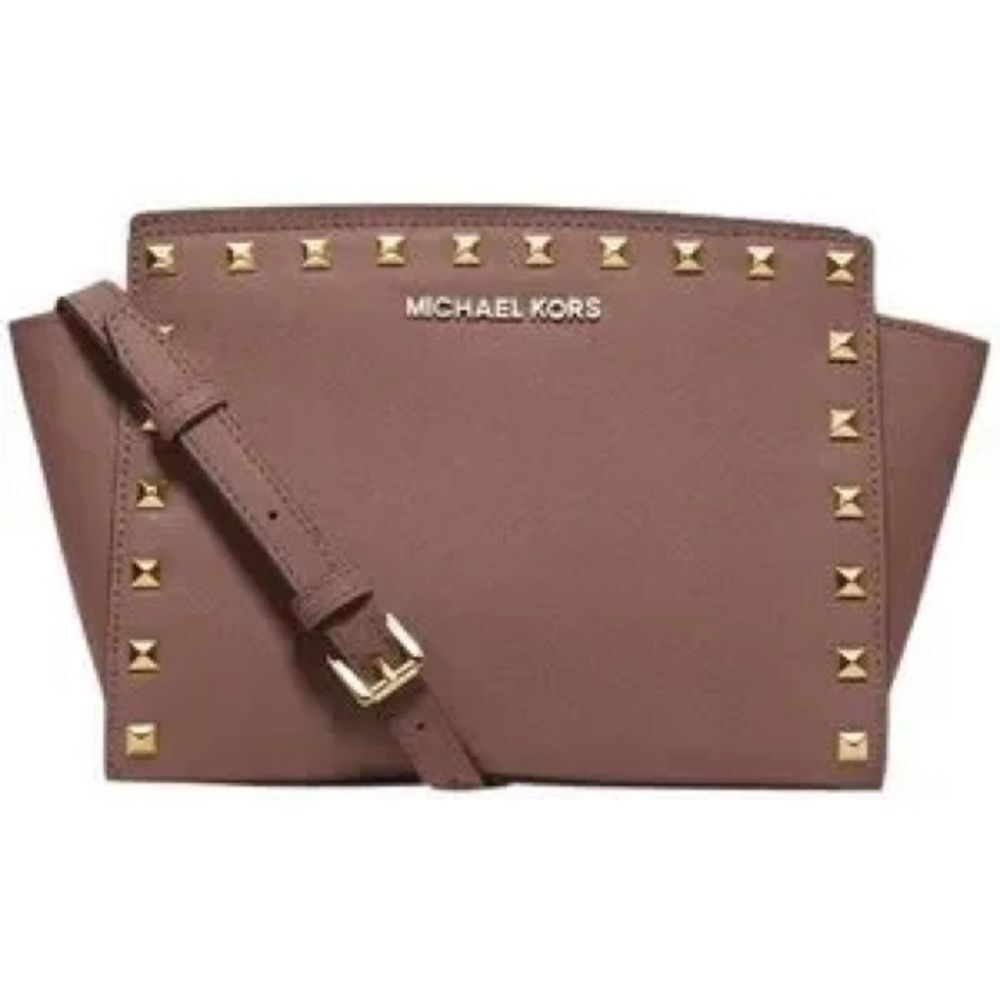 NWOT **Michael Kors Medium Stud Selma Messenger Cross Body Dusty Rose